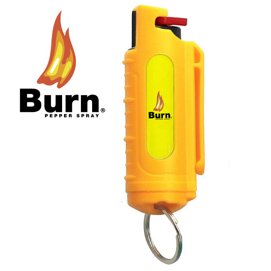 BURN Pepper Spray 0.5oz Self Defense Security Keychain Yellow Case Molded