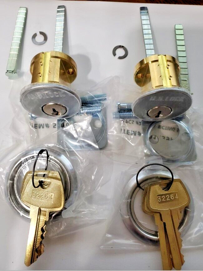 2-Pack, US Lock US1565LA26D Brass RIM Cylinder (4 keys)
