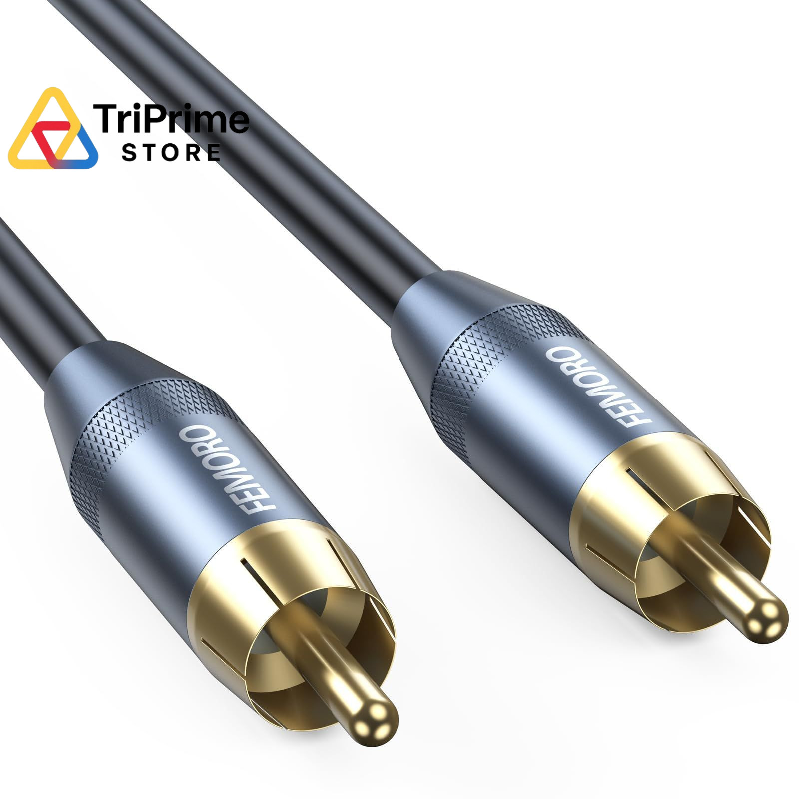 FEMORO Subwoofer Cable 10 ft, Single RCA Cables Dual Shielded 10 Feet, Grey