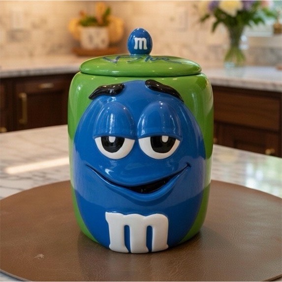 M&M's Blue Character Cookie Jar 2003 Collectible Candy & Nuts Theme