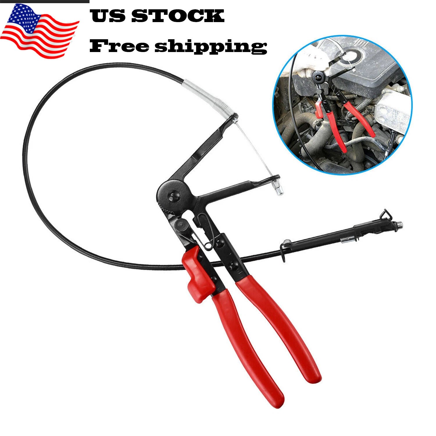 2FT For Fuel Oil Water Hose Auto Tool Flexible Wire Long Reach Hose Clamp Pliers