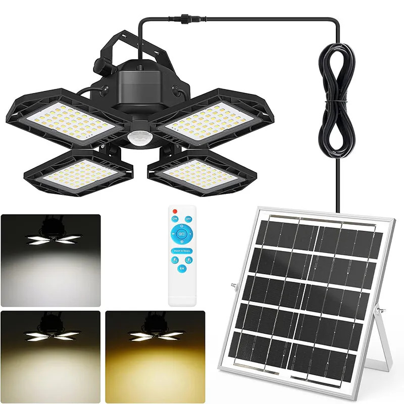 2 Pack Solar Pendant Light Outdoor Indoor Solar Powered Motion Sensor Shed Light
