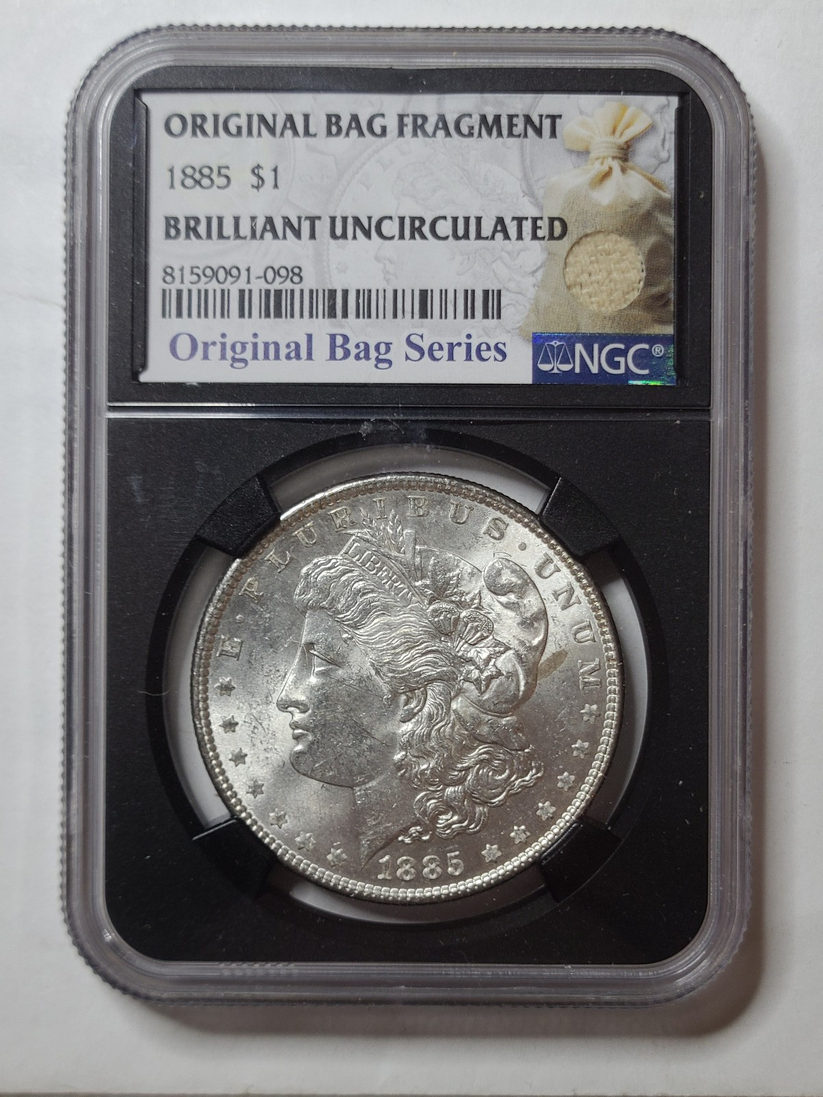 1885 $1 MORGAN SILVER DOLLAR BU ORIGINAL BAG FRAGMENT
