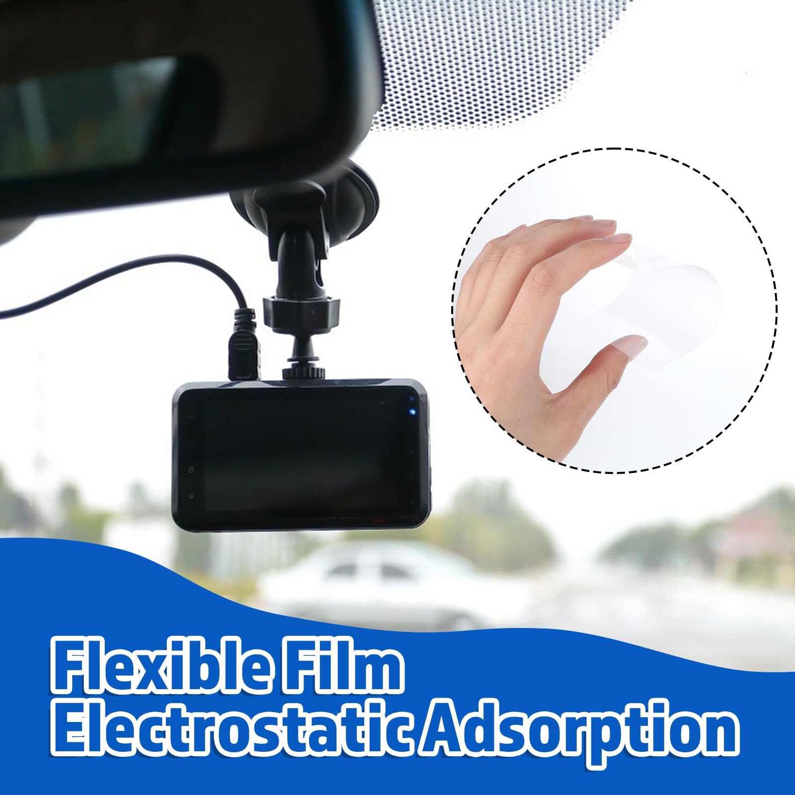 4 Pcs Electrostatic Double-Sided Sticker Mounting for Dash Cam Windshield Film