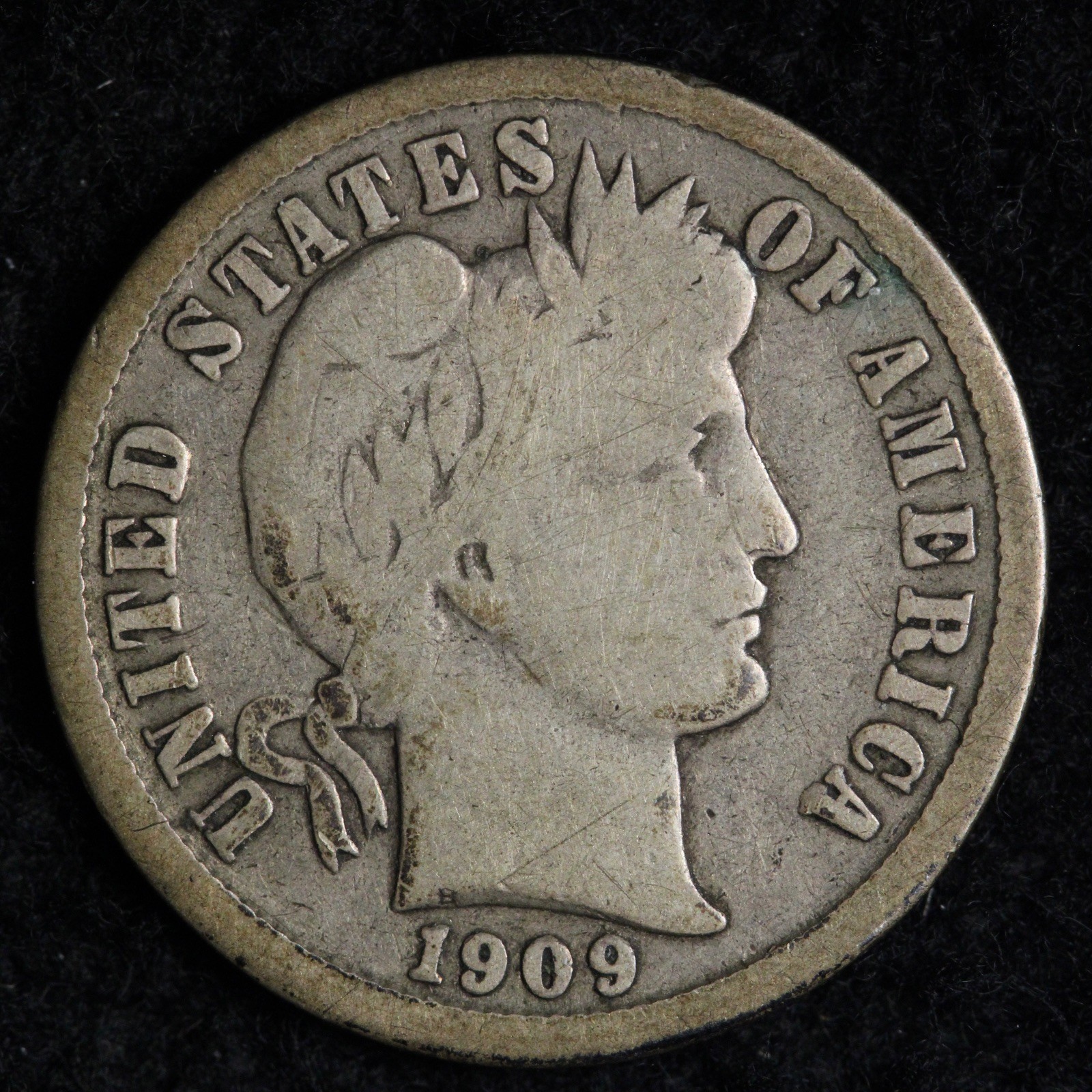 1909-D Barber Silver Dime FINE E263 UGJCB