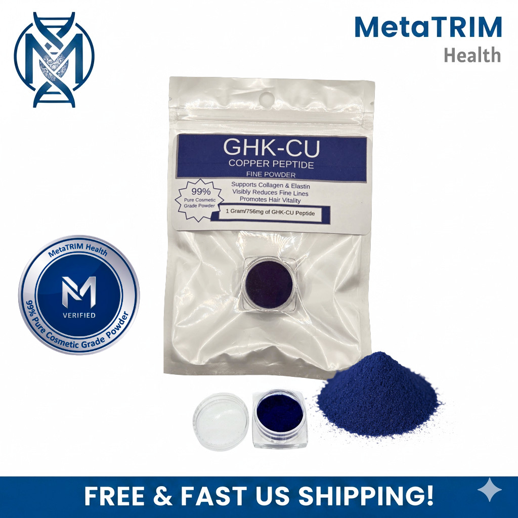 MetaTRIM GHK-Cu 99.93% Pure Powder - 756mg Active Peptide for DIY Serum & Hair