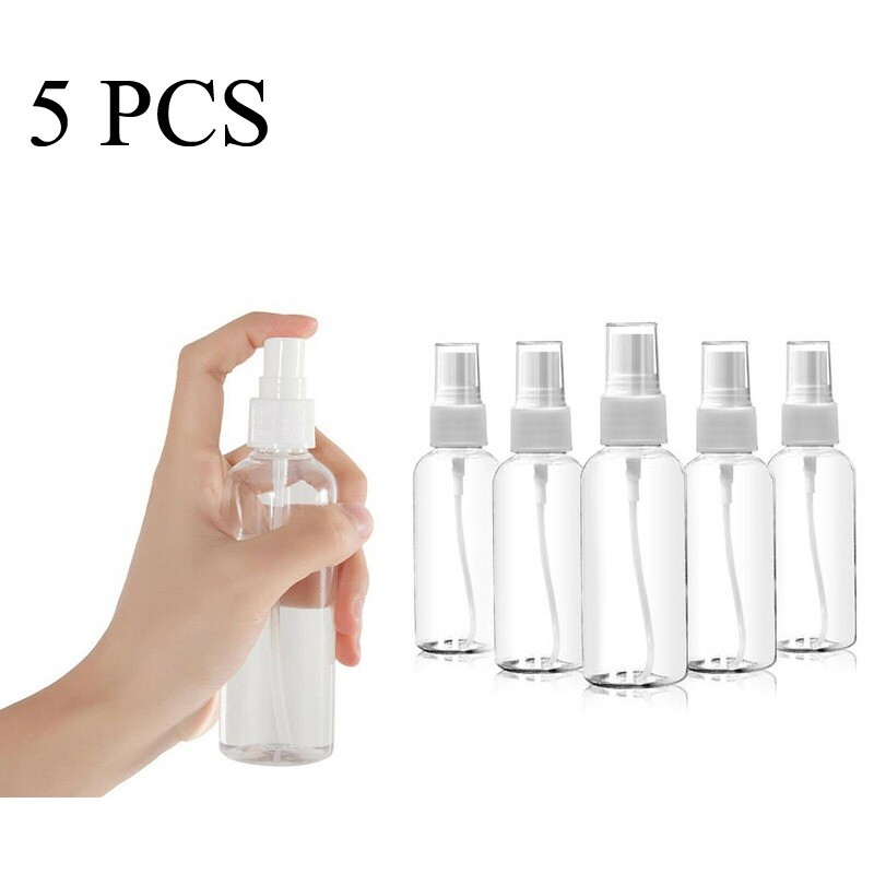 5 PCS 100mL Spray Bottle Plastic Travel Small Container Transparent Makeup Empty