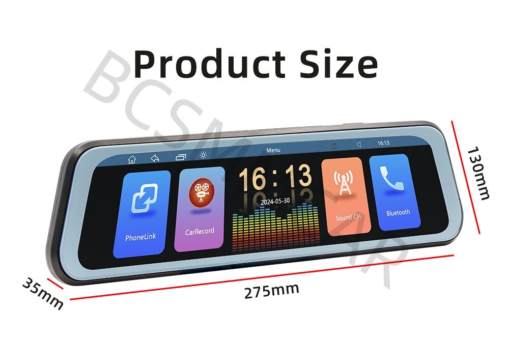 Car Mirror Dash Cam Recorder Reverse Rear View Parking System For Apple CarPlay