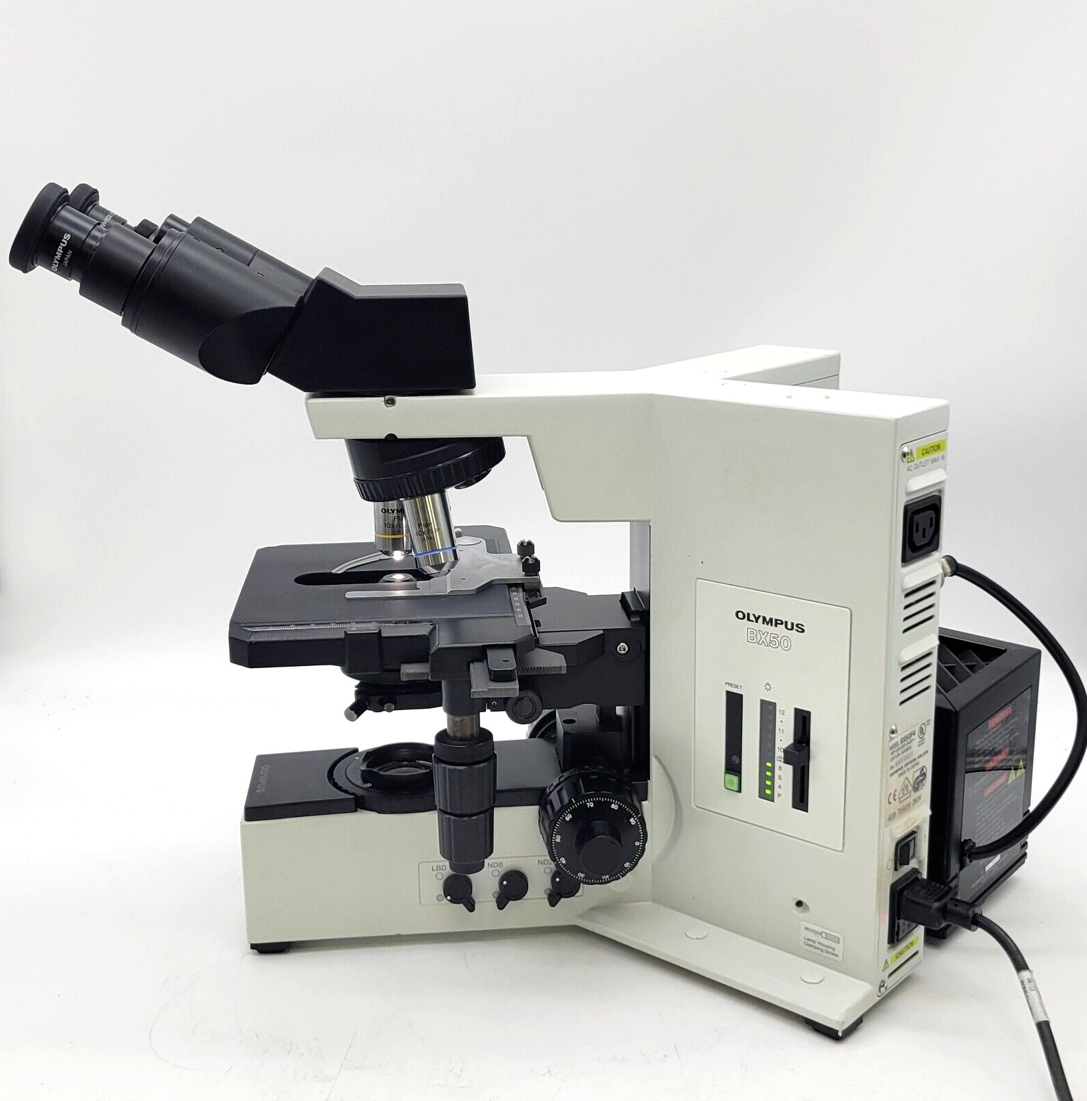 Olympus Microscope BX50 with Binocular Head and 4x, 10x, 40x Objectives