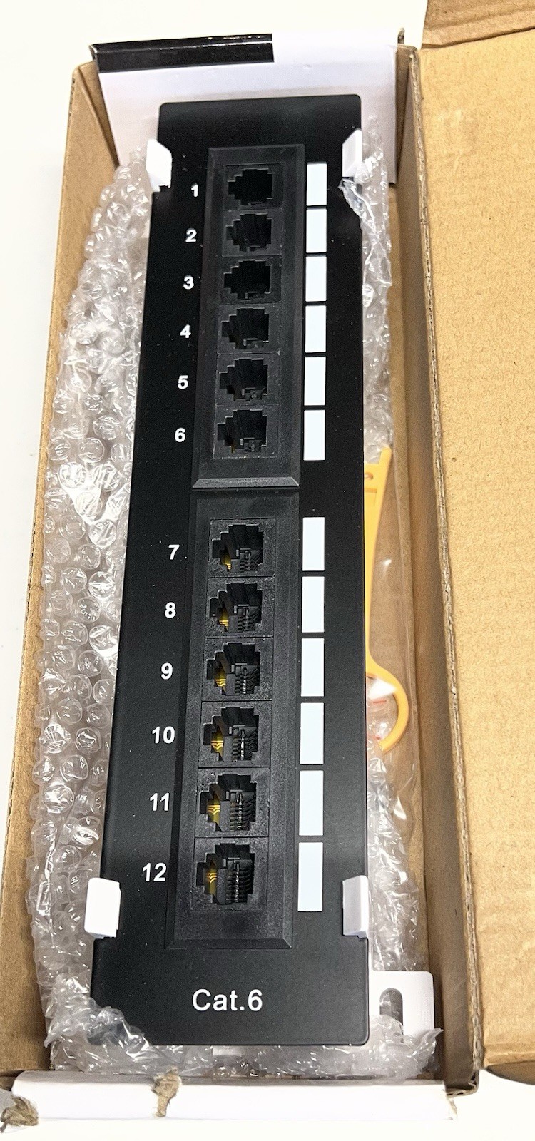 W Box Technologies Cat6 12-Port Vertical Patch Panel w/ Bracket 0E-C6PP12V