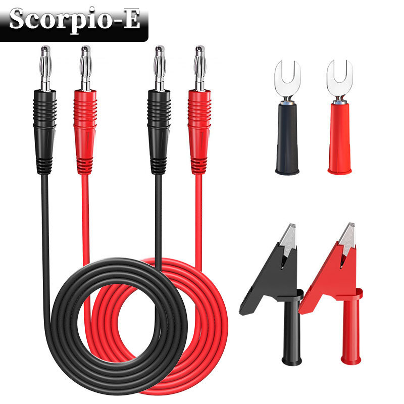 2PCS Dual 4mm Banana to Banana Plug Multimeter Test Lead Kit with Alligator Clip