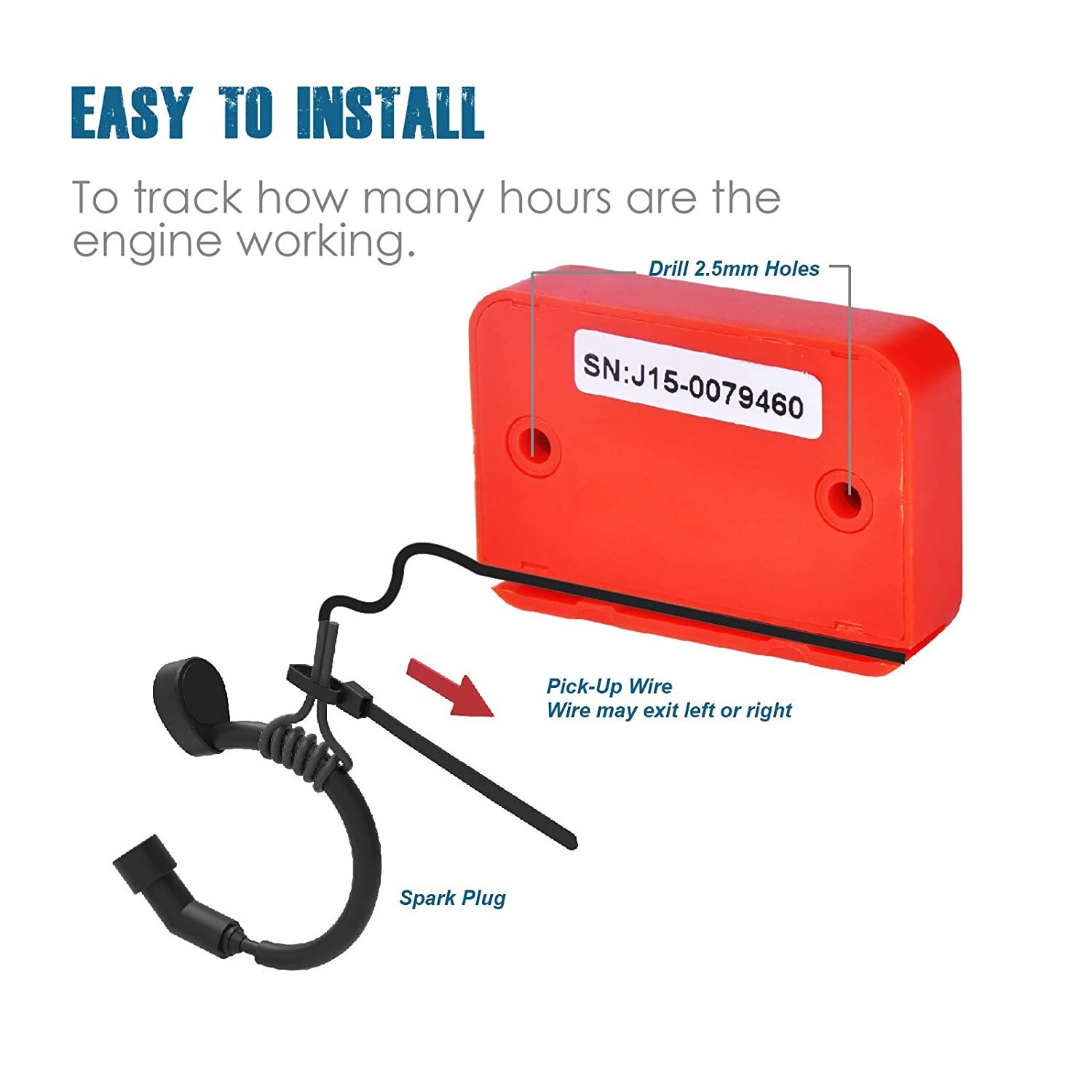 Inductive Hour Meter Maintenance Reminder Engine For Motorcycle Boat Waterproof