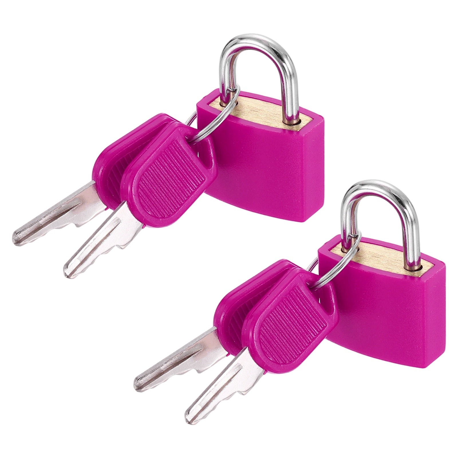 2Pcs 3/4" 1.3" Length Keyed Padlock ABS Covered Brass Luggage Lock Rose Red