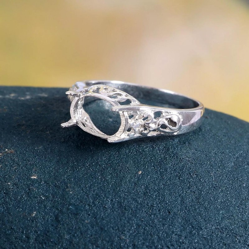 925 Silver 7x9 mm oval Engagement Ring Setting Engagement Semi Mount Ring Blank