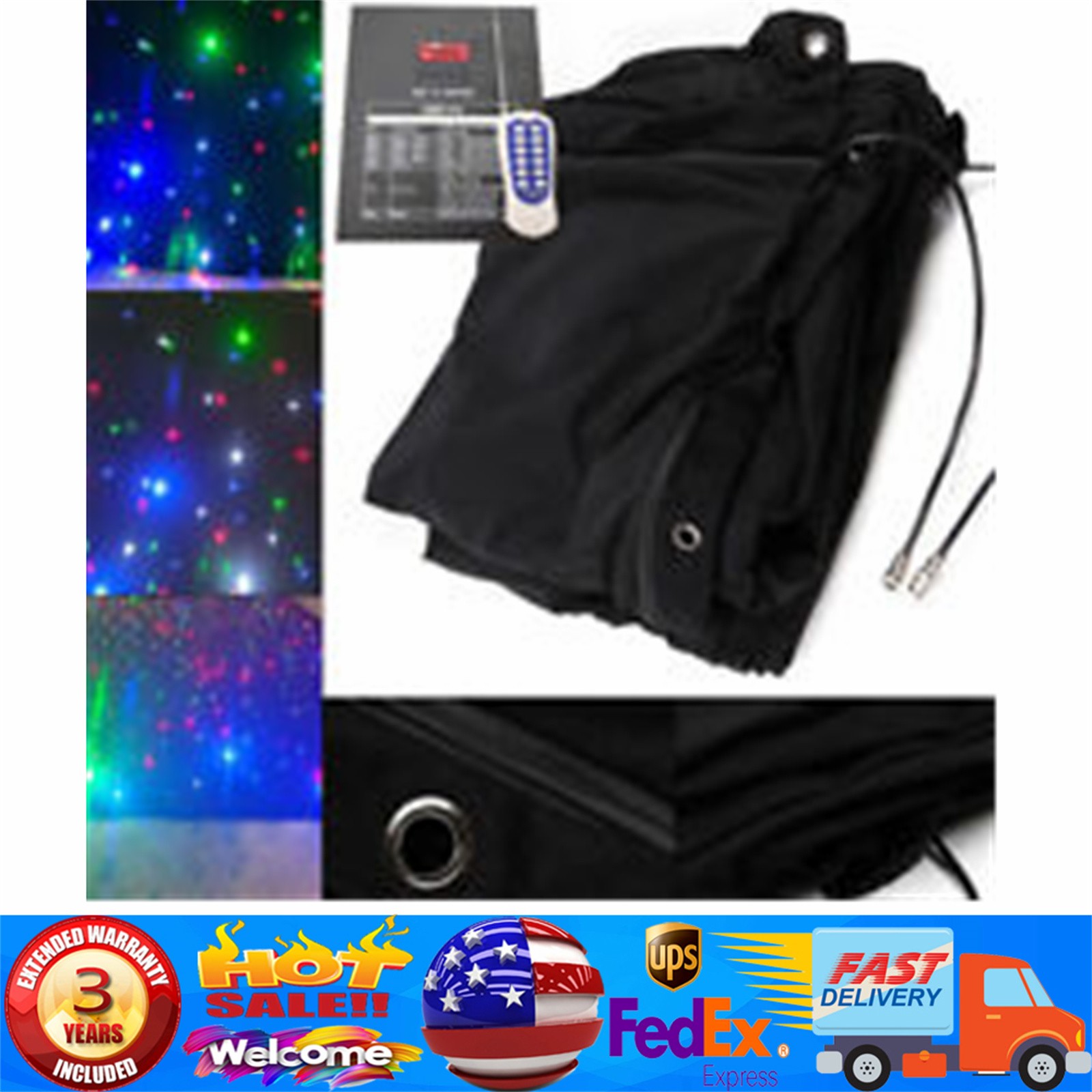 10x6.5ft Stage Star Light Led Backdrop Wedding Party Curtain Retardant Dj Pub.
