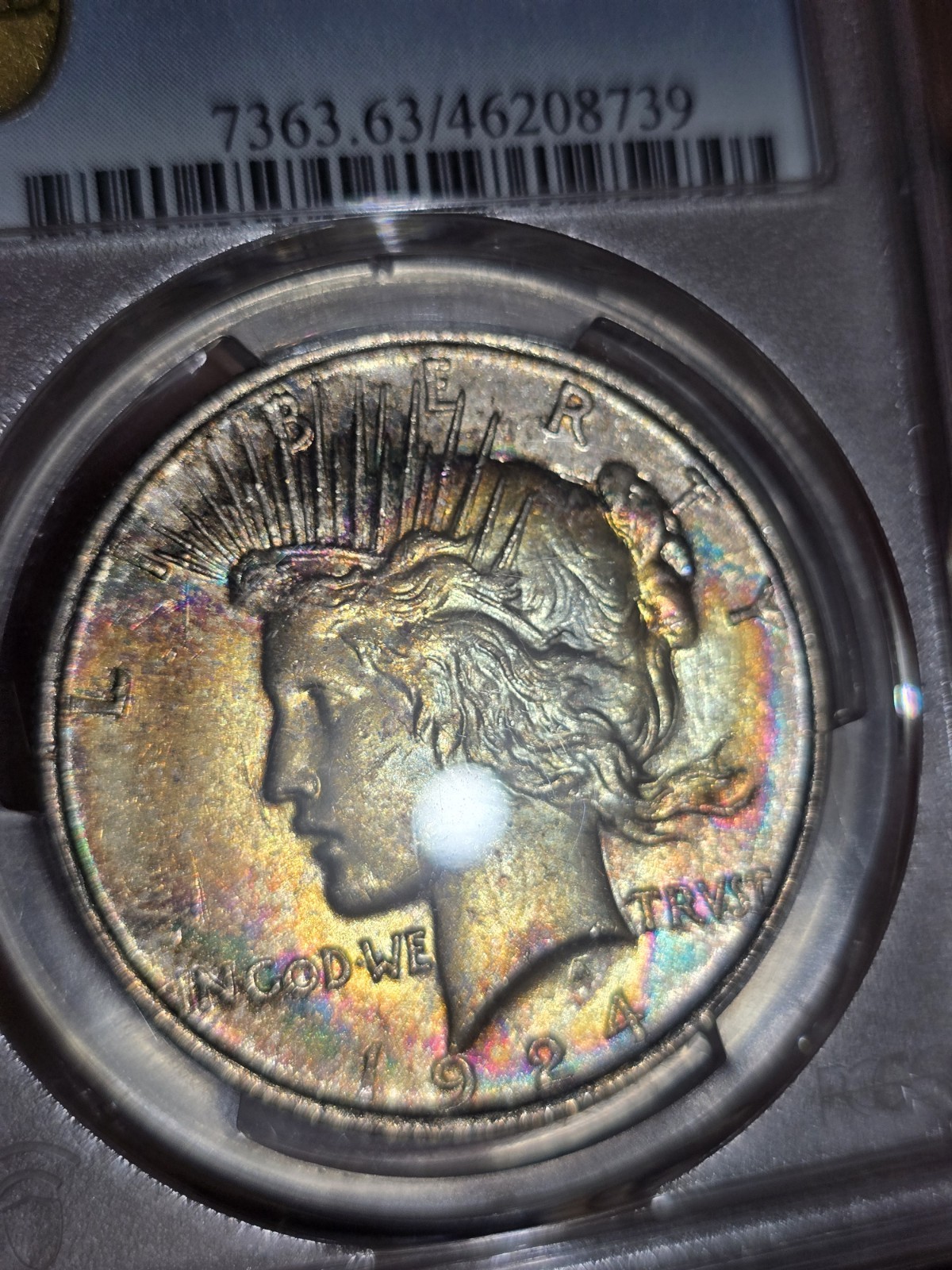 1924 Silver Peace Dollar Pcgs Ms63 Monster Toned