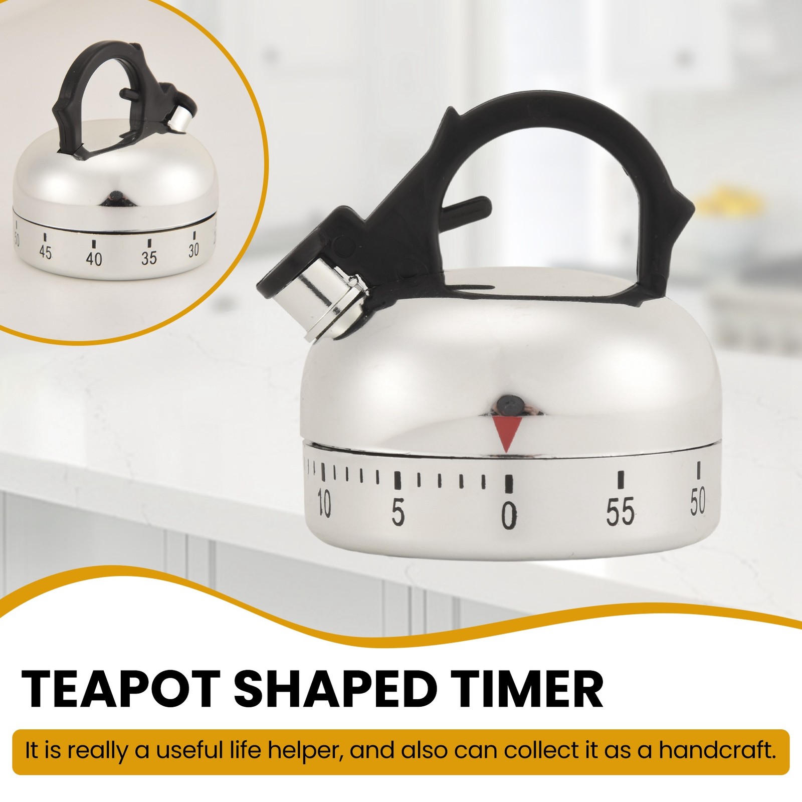 60 Minute Counting Teapot Shaped Kitchen Cooking Alarm Clock Timer2835