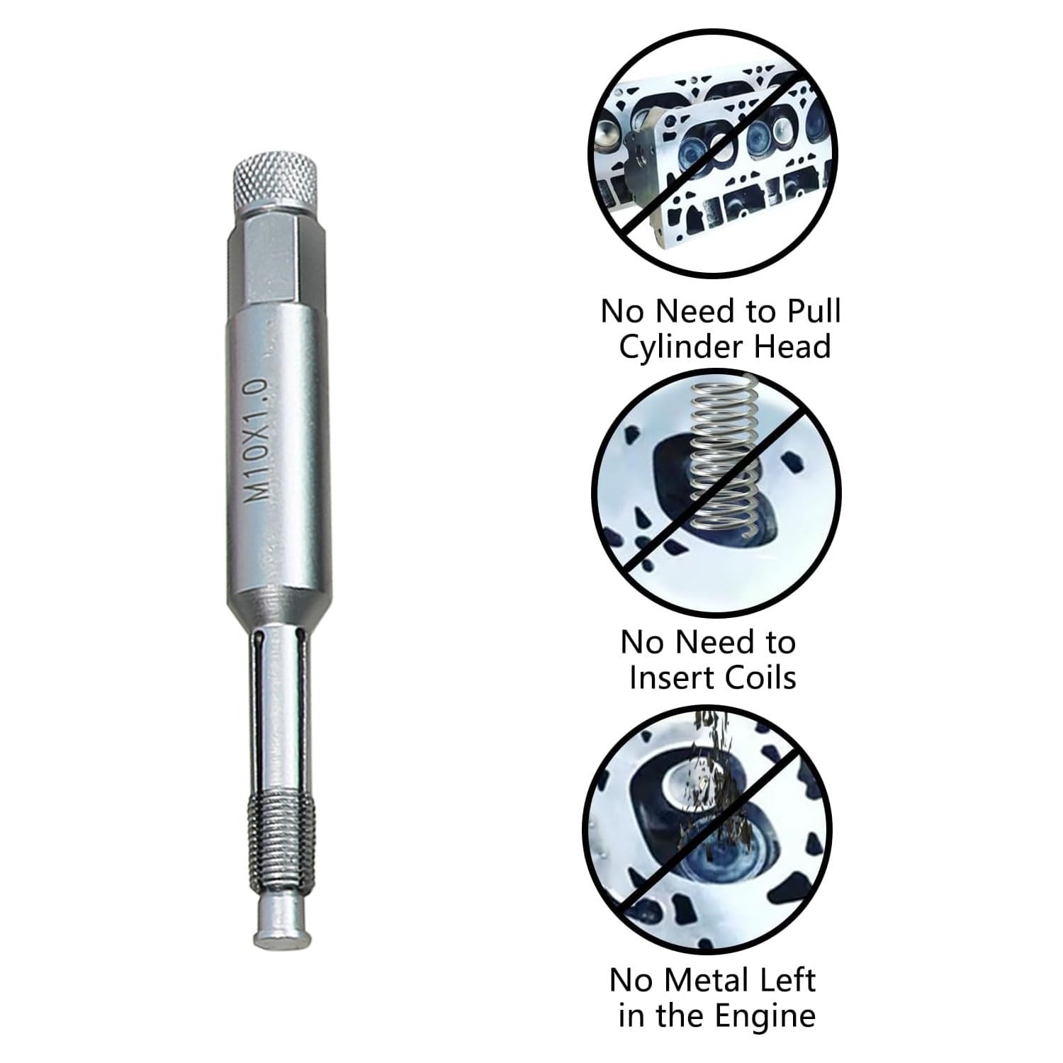 Spark Plug Thread Repair Tool M10x1.0 Back Tap Heavy Duty Steel Engine Cylinder