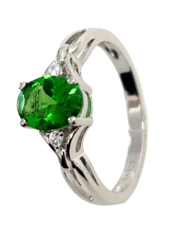 Rtp336 Classic Mt St Helens Green Helenite May Birthstone Sterling Silver Ring