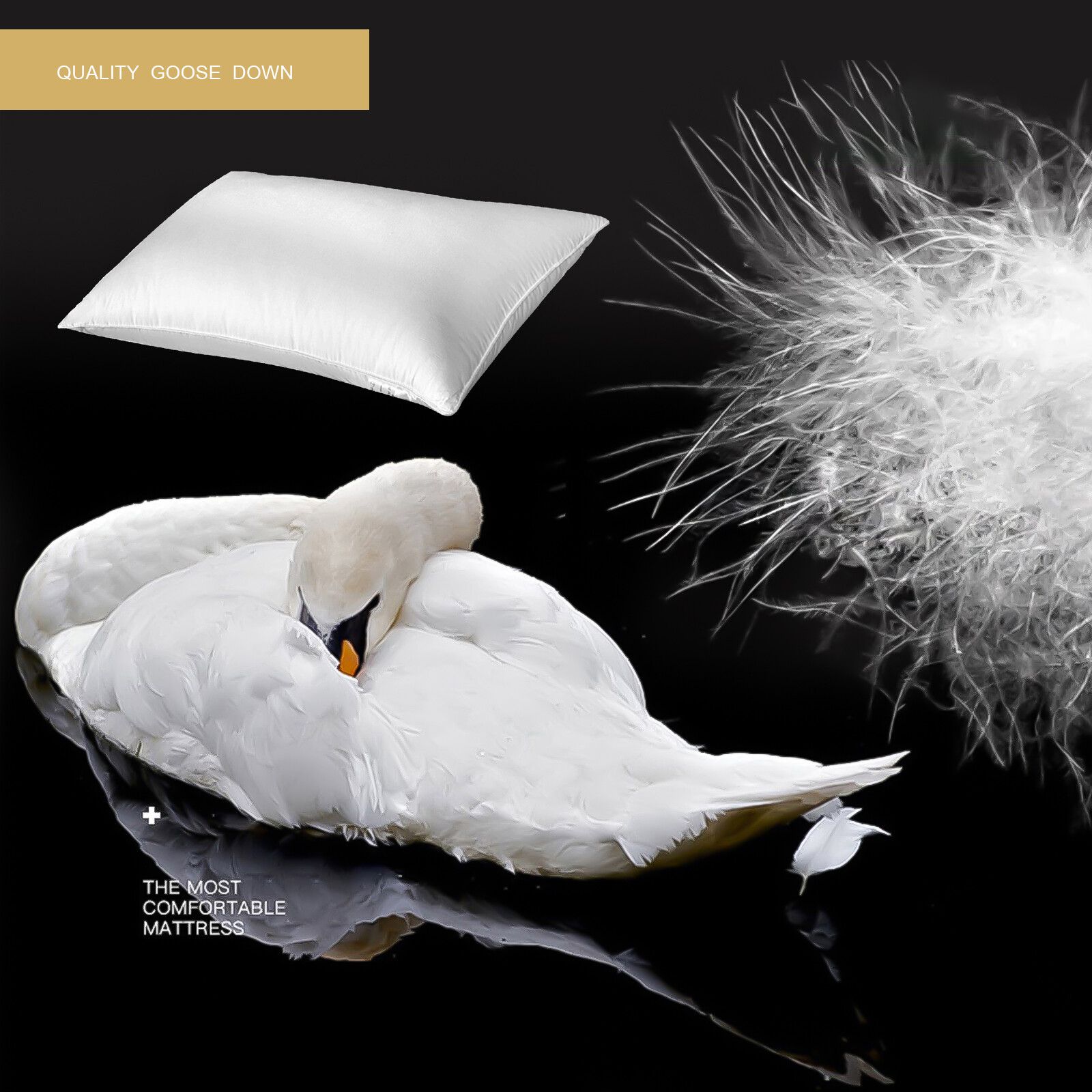 2/4 Pack Luxury Goose Down Pillow Queen Size Feather Pillow Insert Soft Support