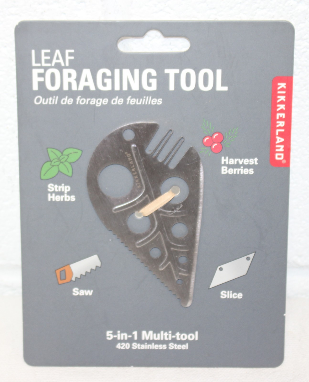 Kikkerland Leaf Foraging Tool Gardening Gathering Camping Hiking 4-in-1 Pocket