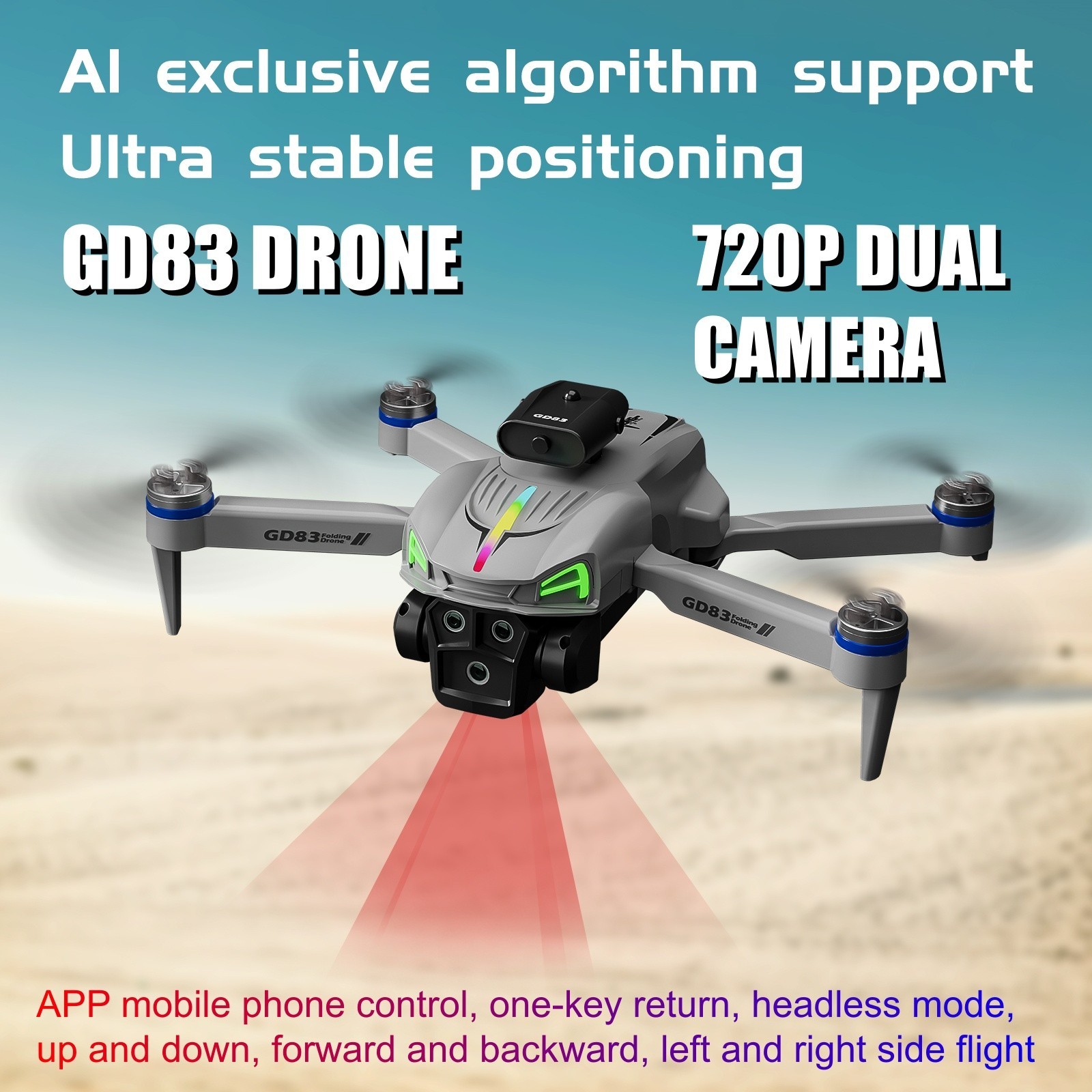 GD83 Drone Collapsible Quadcopter, RC Drone with Infrared Obstacle Avoidance