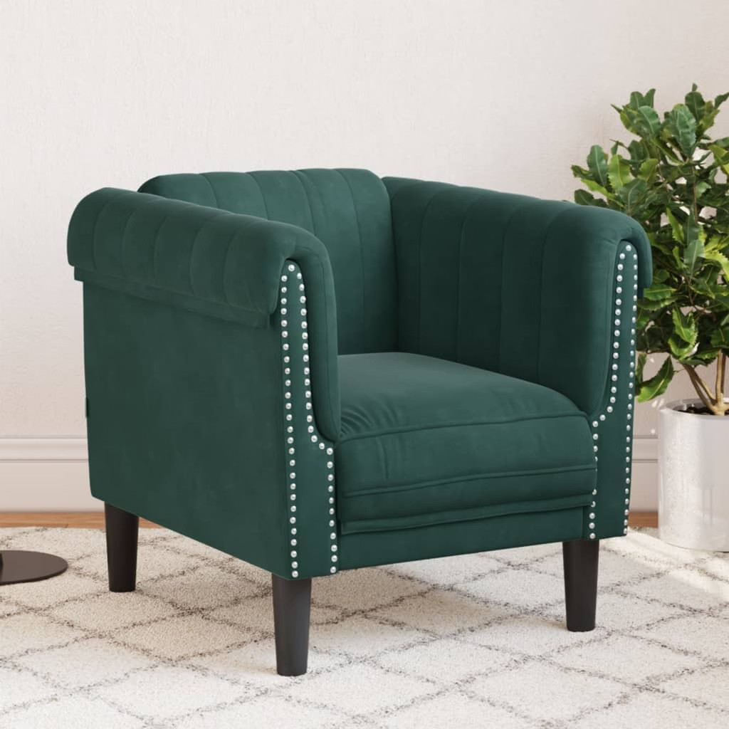 Sofa Chair Dark Green Velvet (100% polyester), plywood, solid wood
