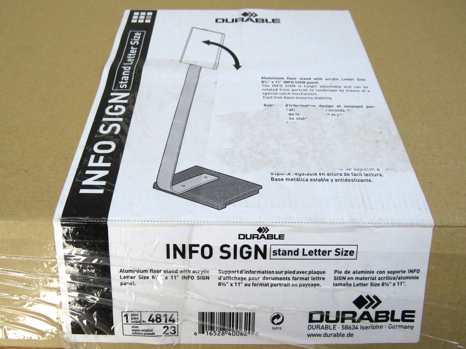 Durable Info Duo Floor display adjustable height stainless Frame (DBL481423)