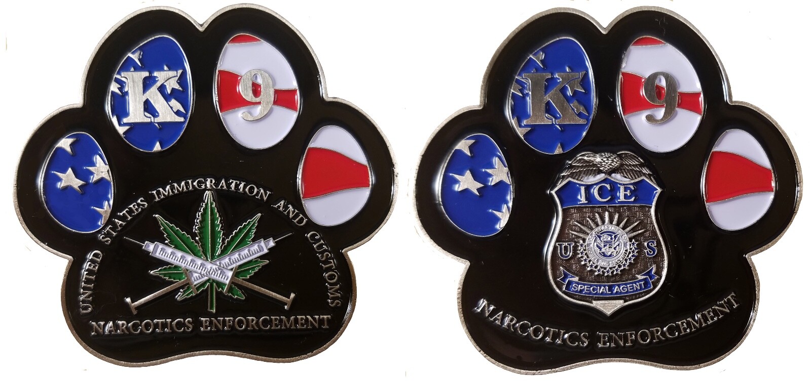 ICE NARCOTICS ENFORCEMENT K-9 CHALLENGE COIN CPO MSG CIA FBI OCPM  2"  90
