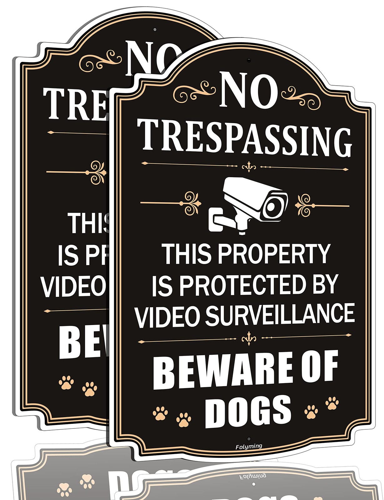 2 Pack No Trespassing This Property is Protected by Small Signage, black