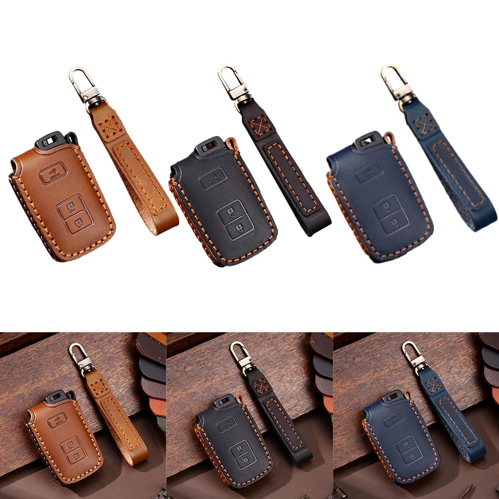 Sleek Design Cowhide Leather Car Key Cover Compatible with For Toyotas