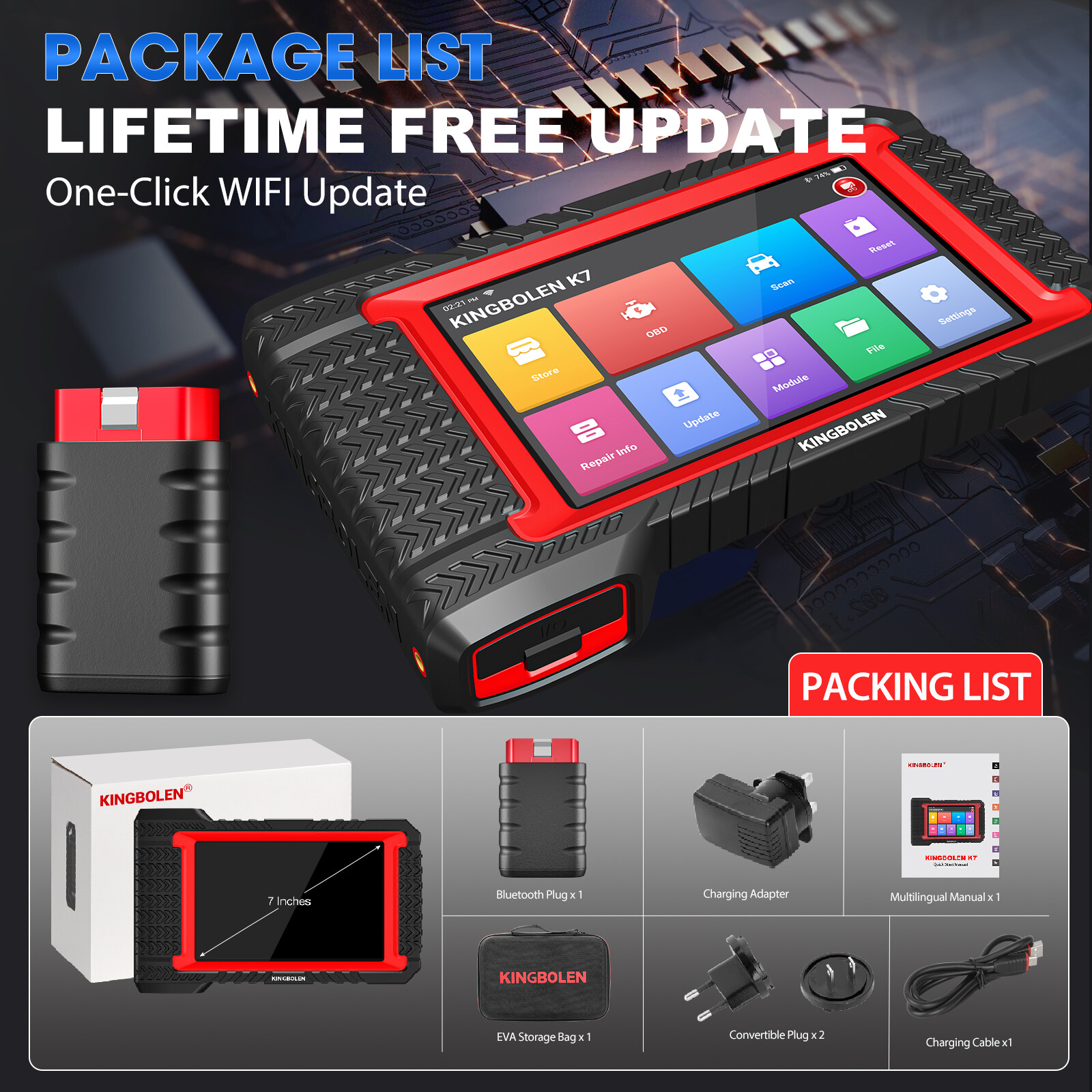 KINGBOLEN K7 BT Bidirectional Scanner Full System Diagnostic Tools ECU Coding