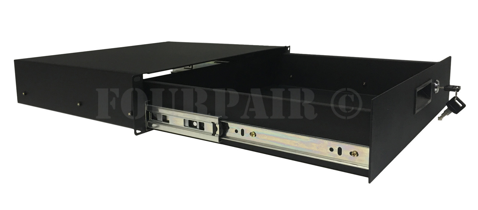 2 Space 2U Heavy-Duty 19" Lock Locking Deep Rack Mount Drawer DJ Rack Road Case