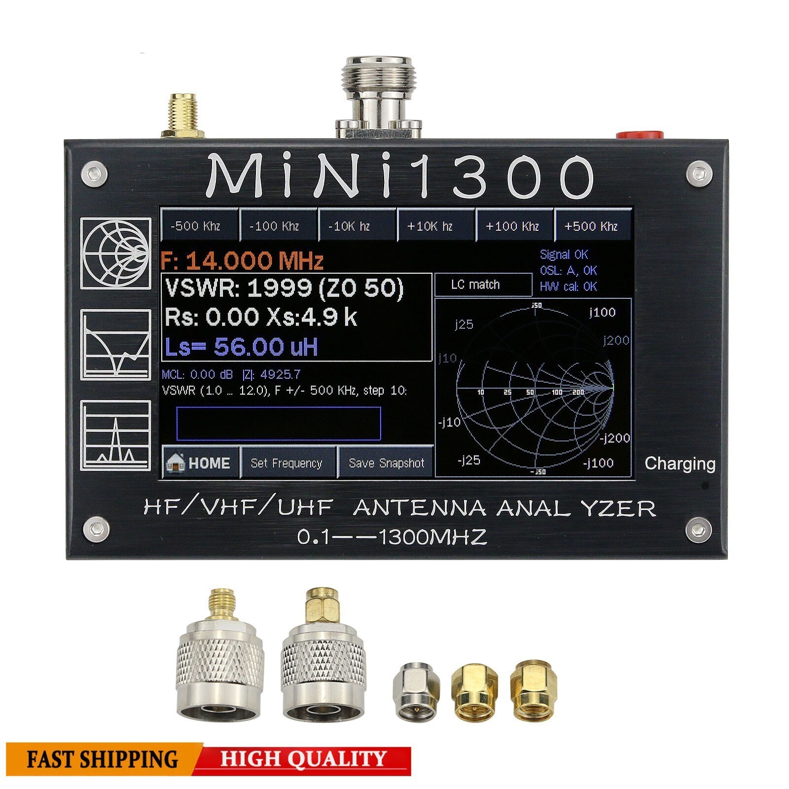 Mini1300 HF/VHF/UHF Antenna Analyzer 0.1-1300MHz w/ 4.3" TFT LCD Touch Screen