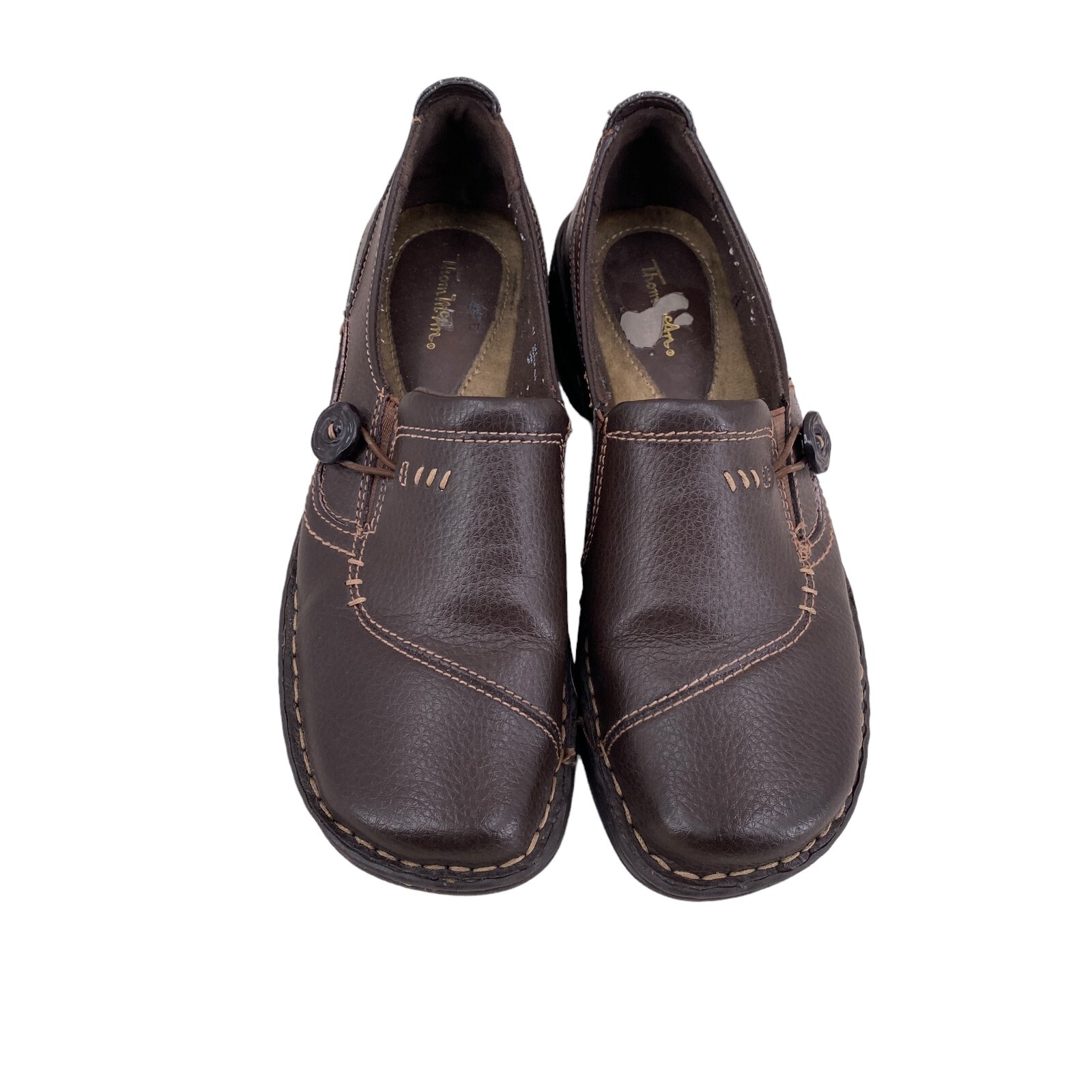 Thom McAn Womens Loafer Shoes Flats Size 8 M Brown Leather Sherrill Slip On