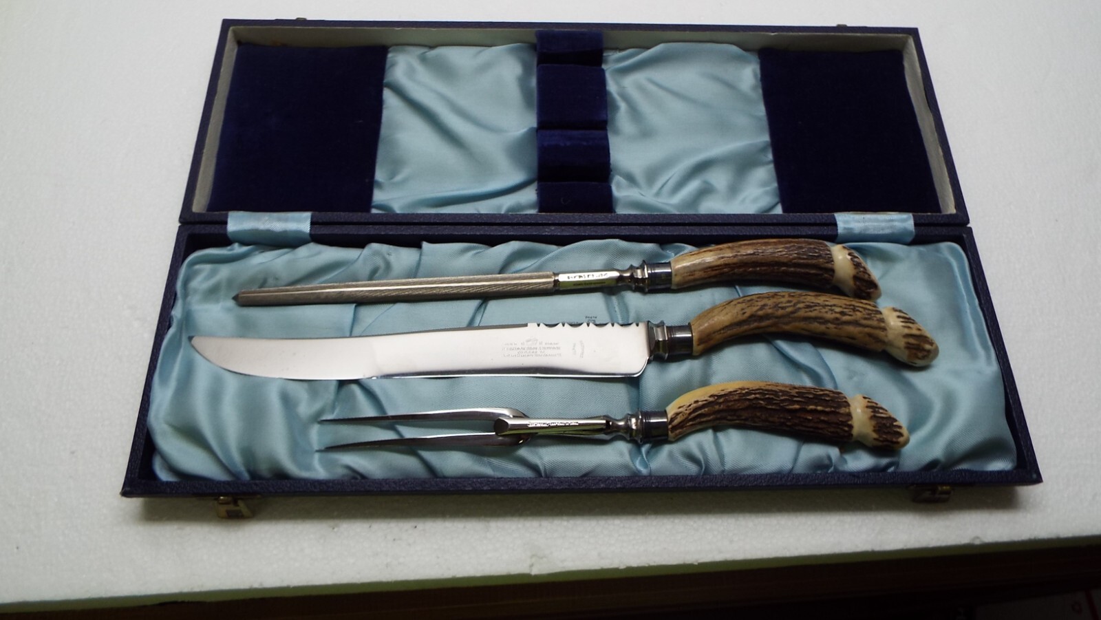 Harrison Bros. & Howson  Imitation Antler Stag Carving Set Stainless Steel