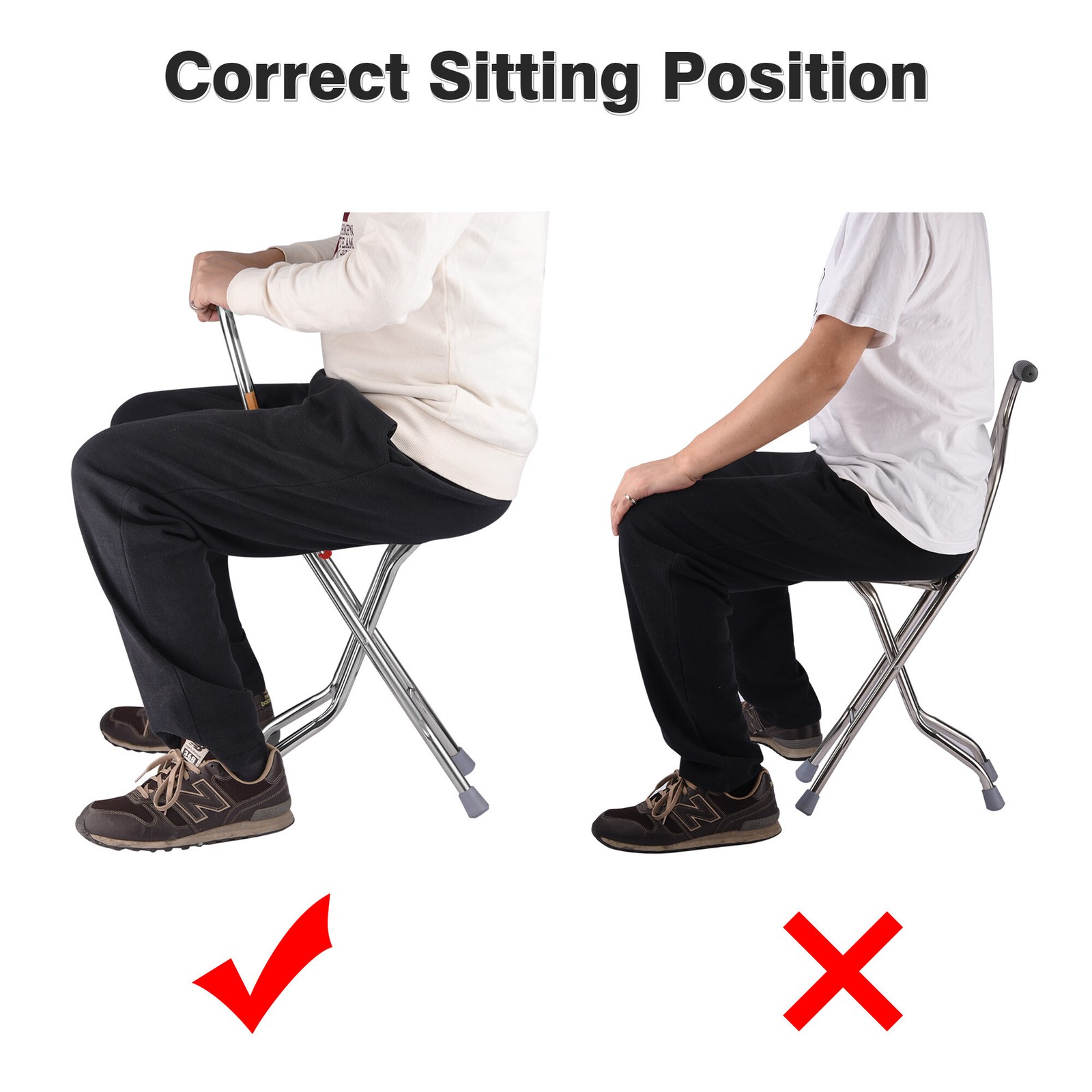 Walking Stick with Seat Folding 2in1 Chair Cane Portable Elders Travel Camp Care