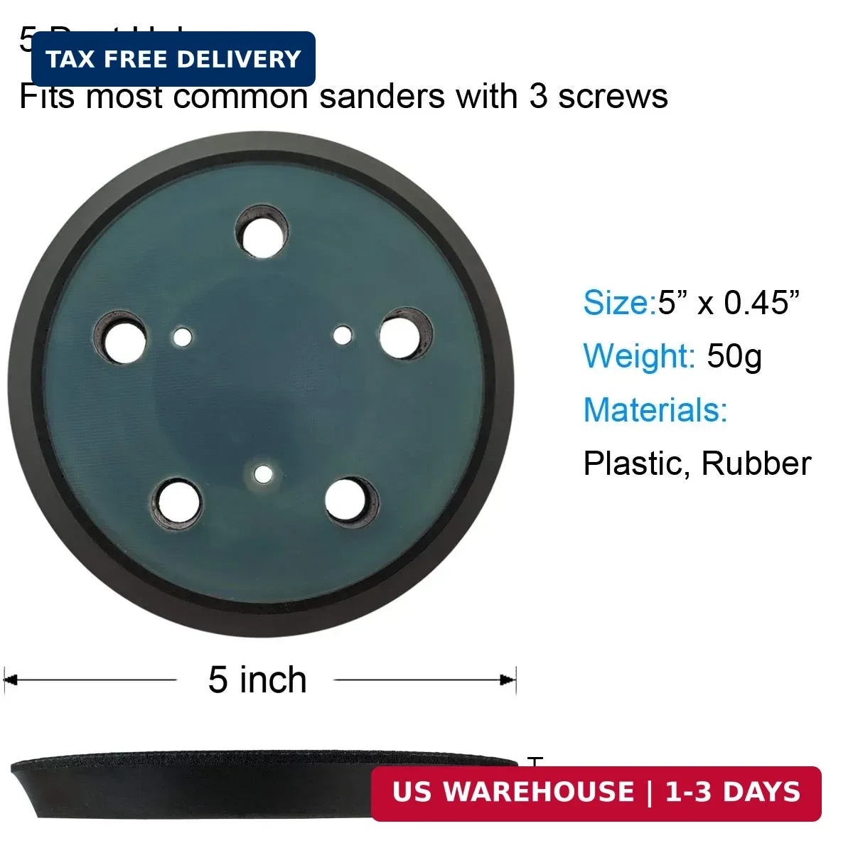 5" Sander Pad for Porter-Cable 333 and 333VS Random Orbit Sanders - Replacement