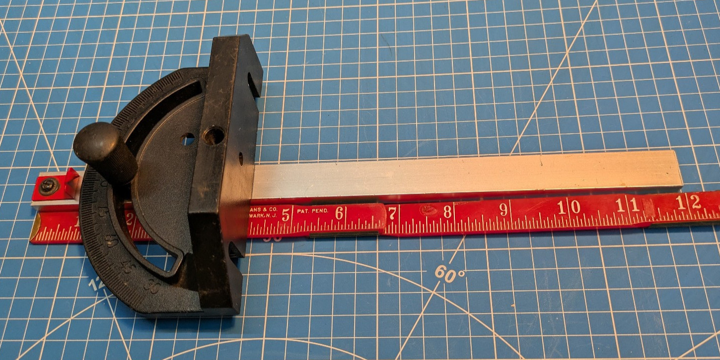 Table Saw Miter Gauge  - 3/8X3/4X12" Alum Beam & 1-1/2X5" Resin Fence
