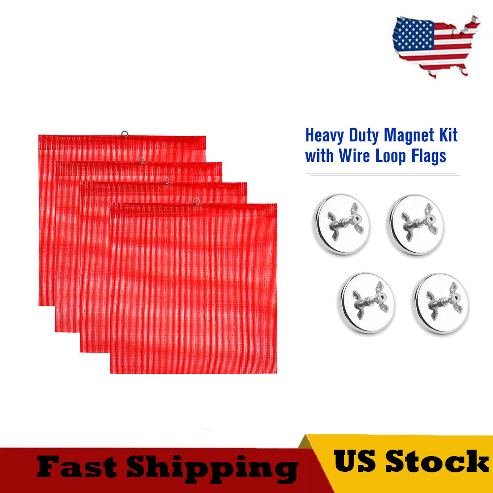 (4 Pack) Oversize Load Traffic Safety Flags Warning Signs 18 x 18 Inch For Truck
