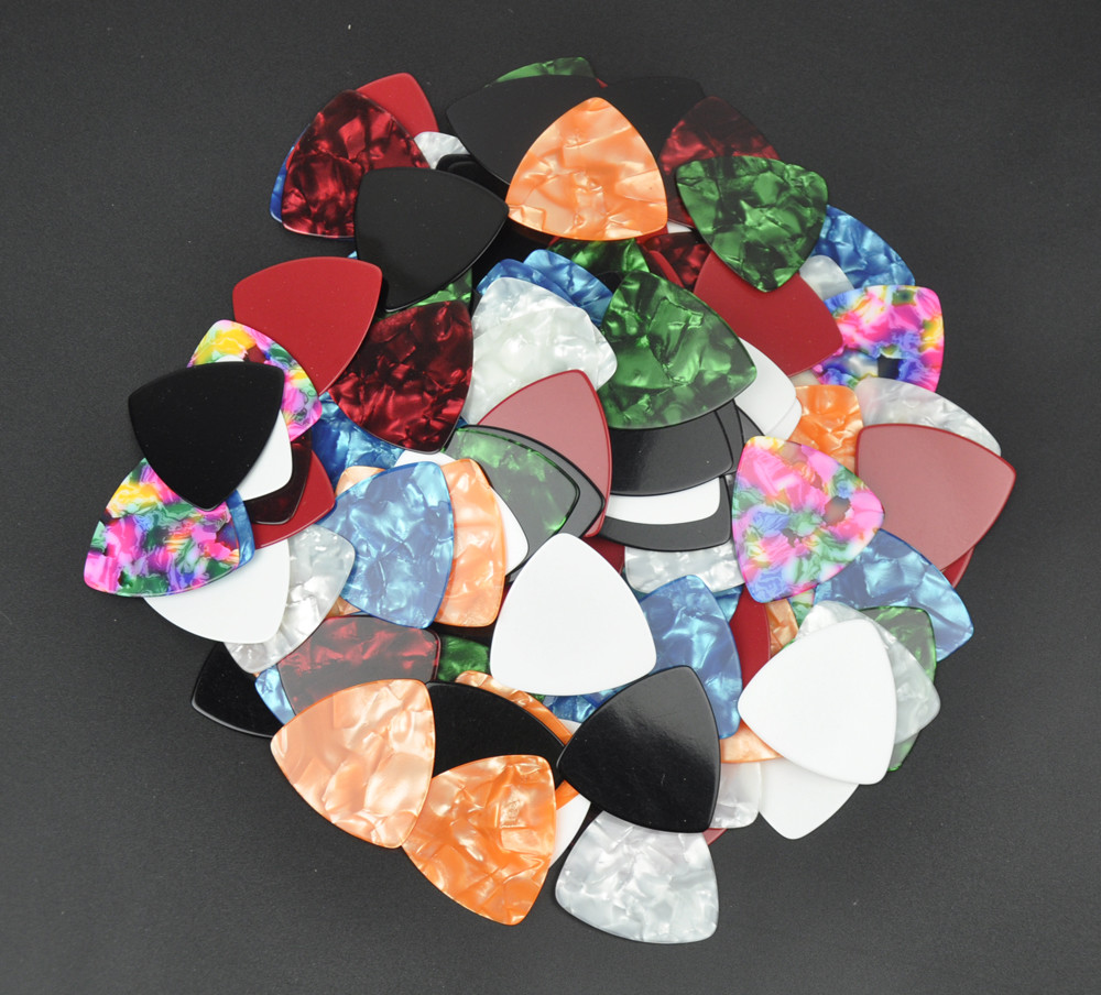 36Pcs Celluloid 346 Rounded Triangle Guitar Picks 0.71mm Assorted Colors