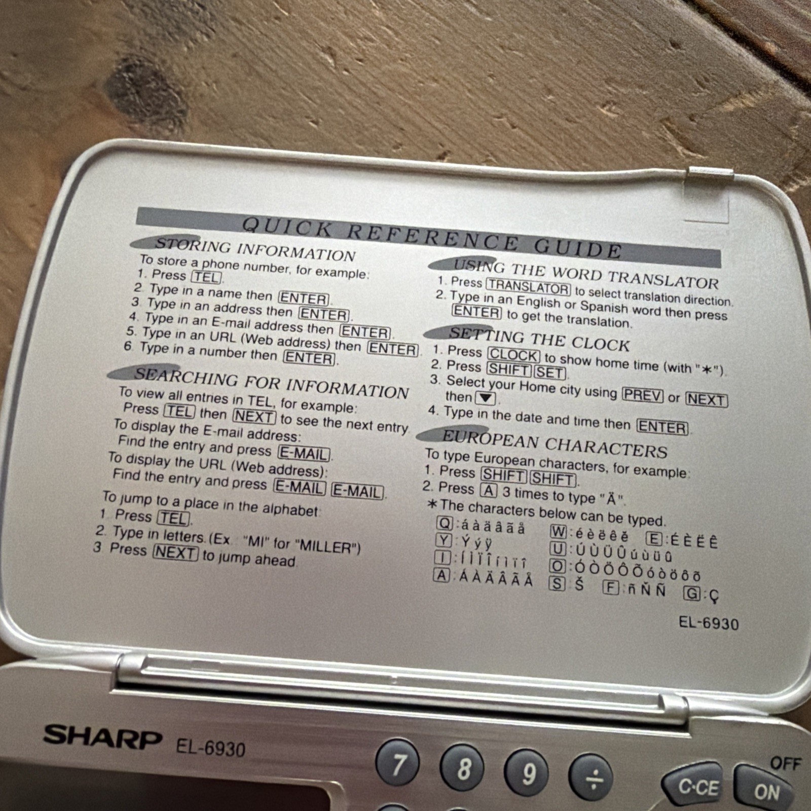 Sharp Memo Master EL-6930 Electronic Organizer Phone Book PDA Translator