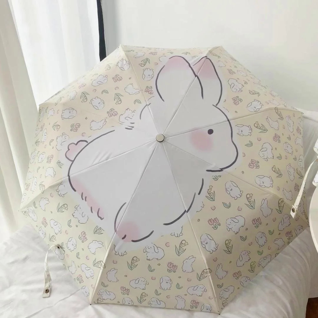 Creamy Rabbit UV Protection Sunshade Umbrella Automatic Three-Fold Eight-Bone Du
