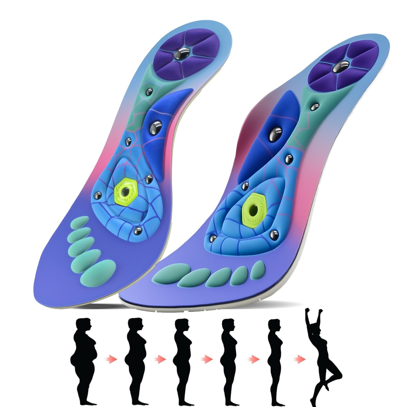 Orthopedic Acupressure Insoles for Men L(Men 9.5-12/Women 10.5-13), New Pink