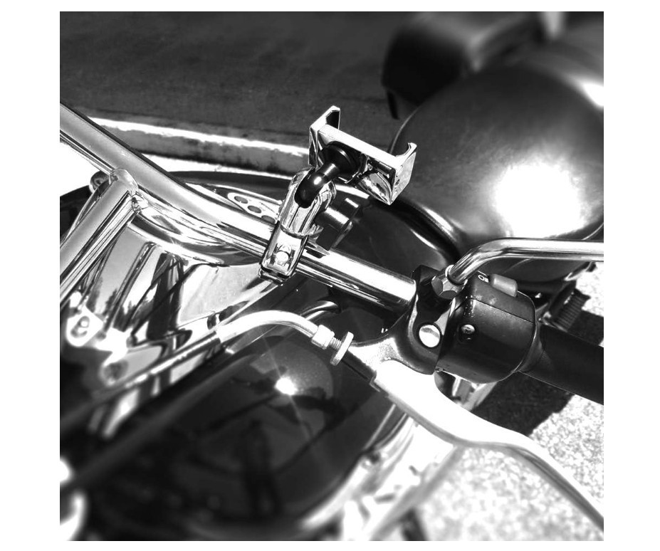 Chrome Motorcycle All Metal Phone Mount - 20MAXX Spring Cradle | Universal Clamp