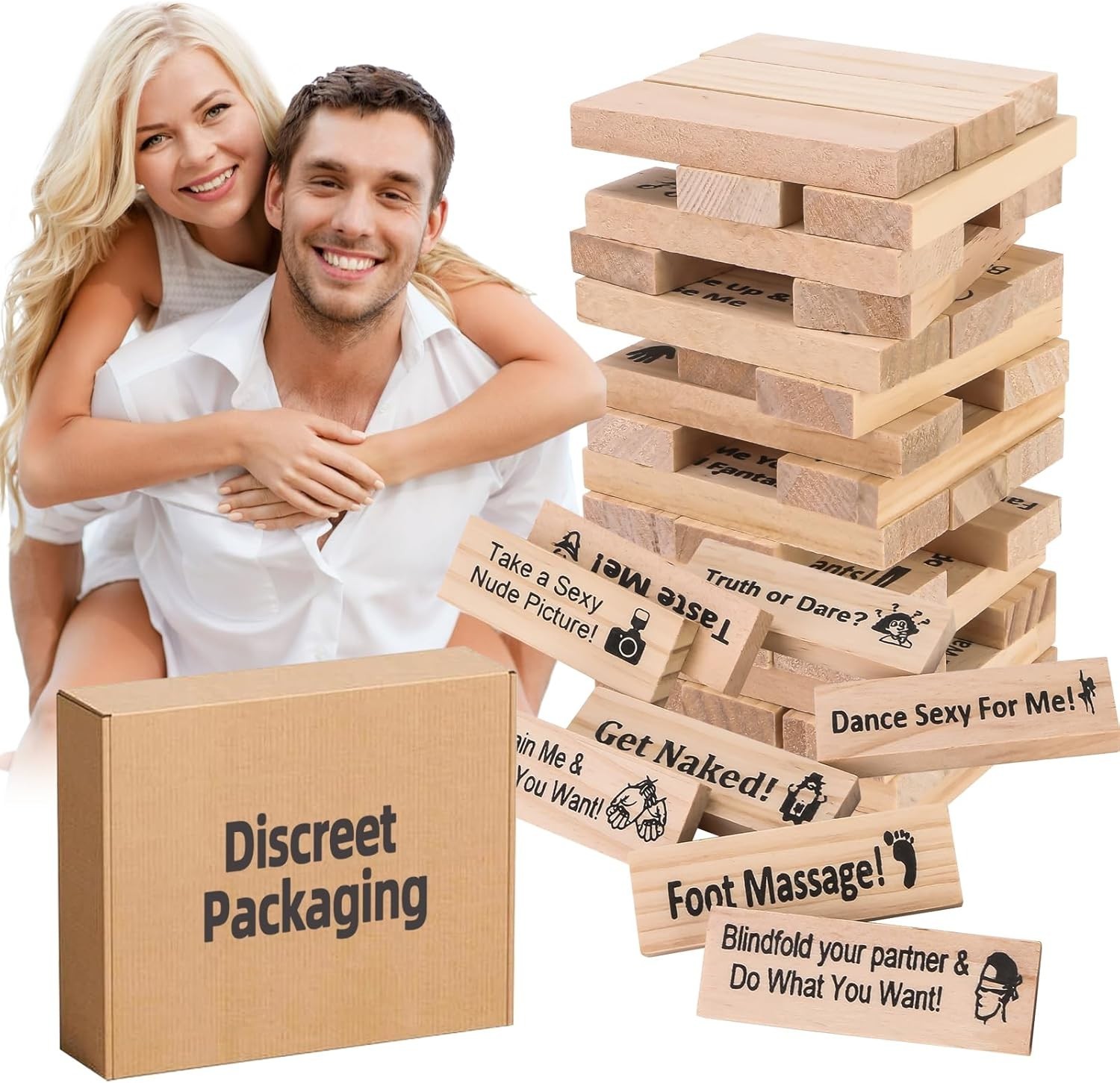 Lust Tower Sex Game for Adults,*48PCS Adults Wooden Block Tower Game for Couples