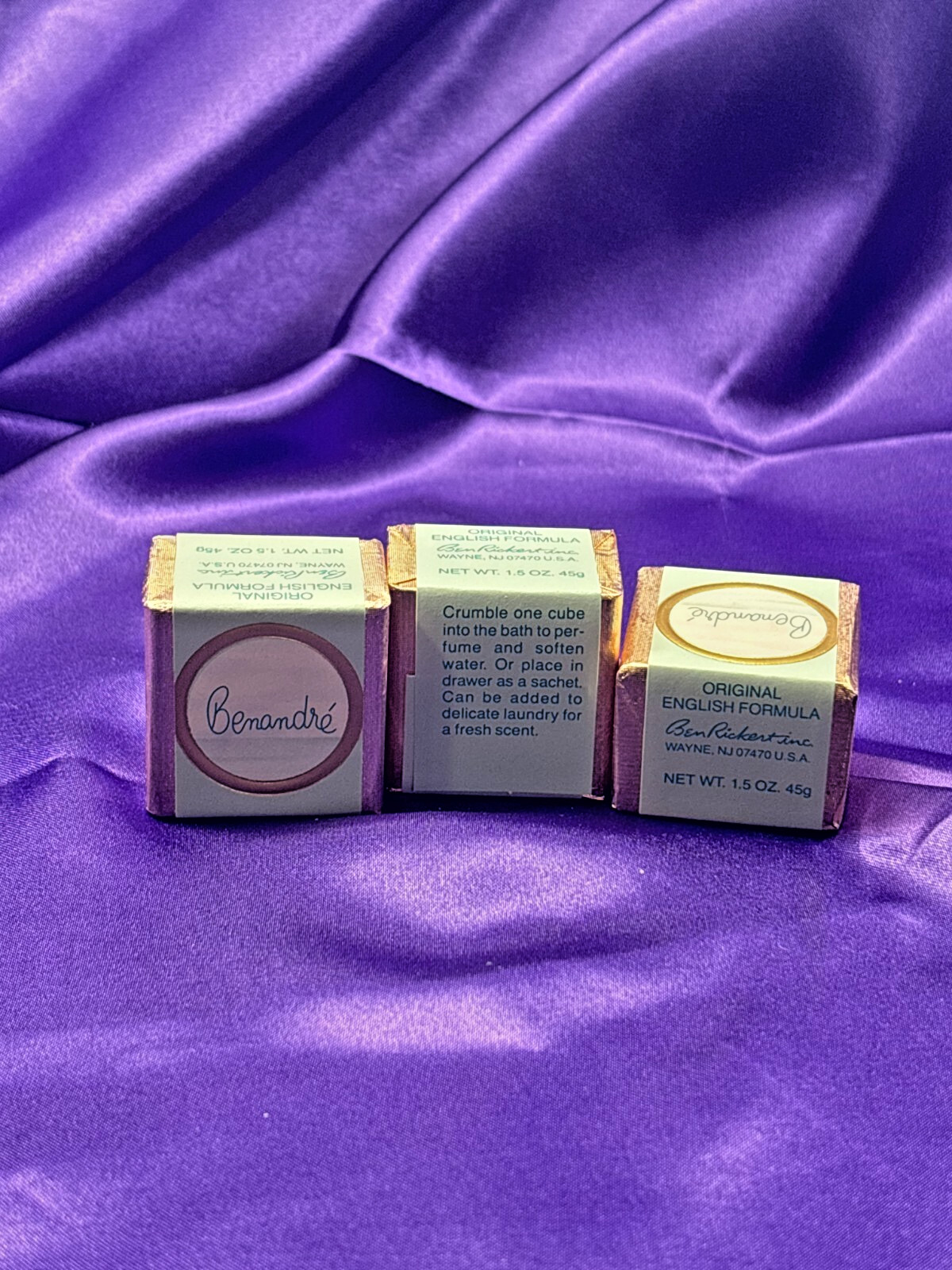 Ben Rickert Benandre 3 Bath Cubes Original English Formula 1.5 Oz. VTG New Old