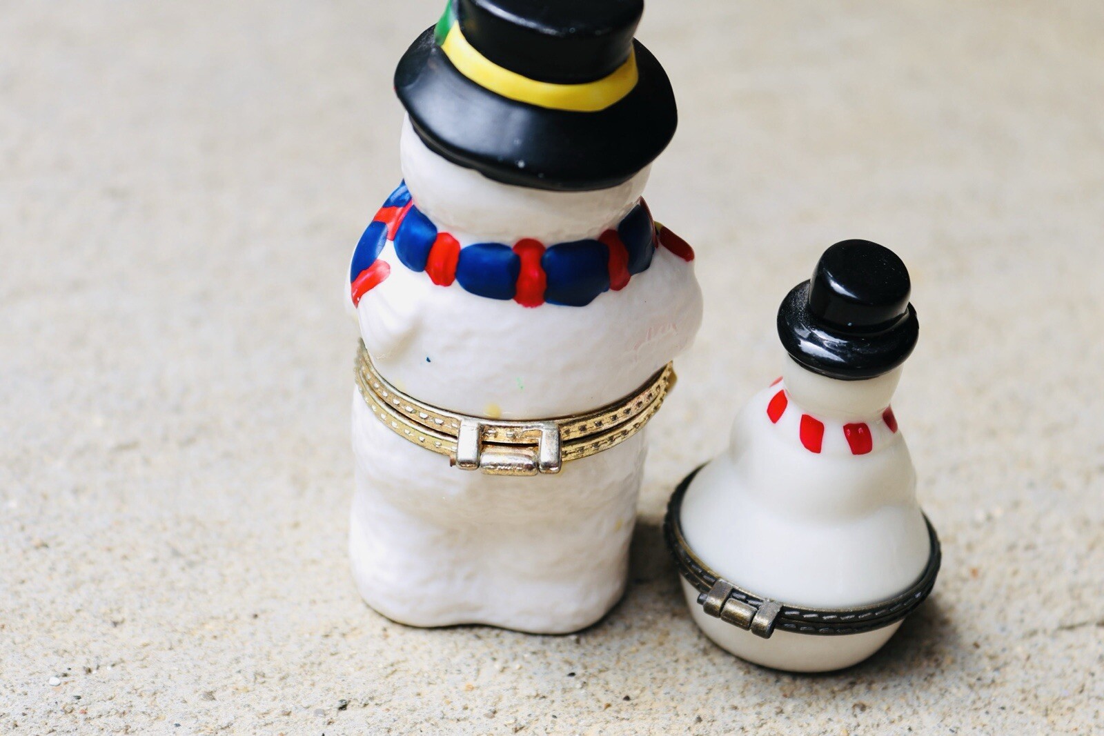 Two Mini Snowman Trinket Boxes