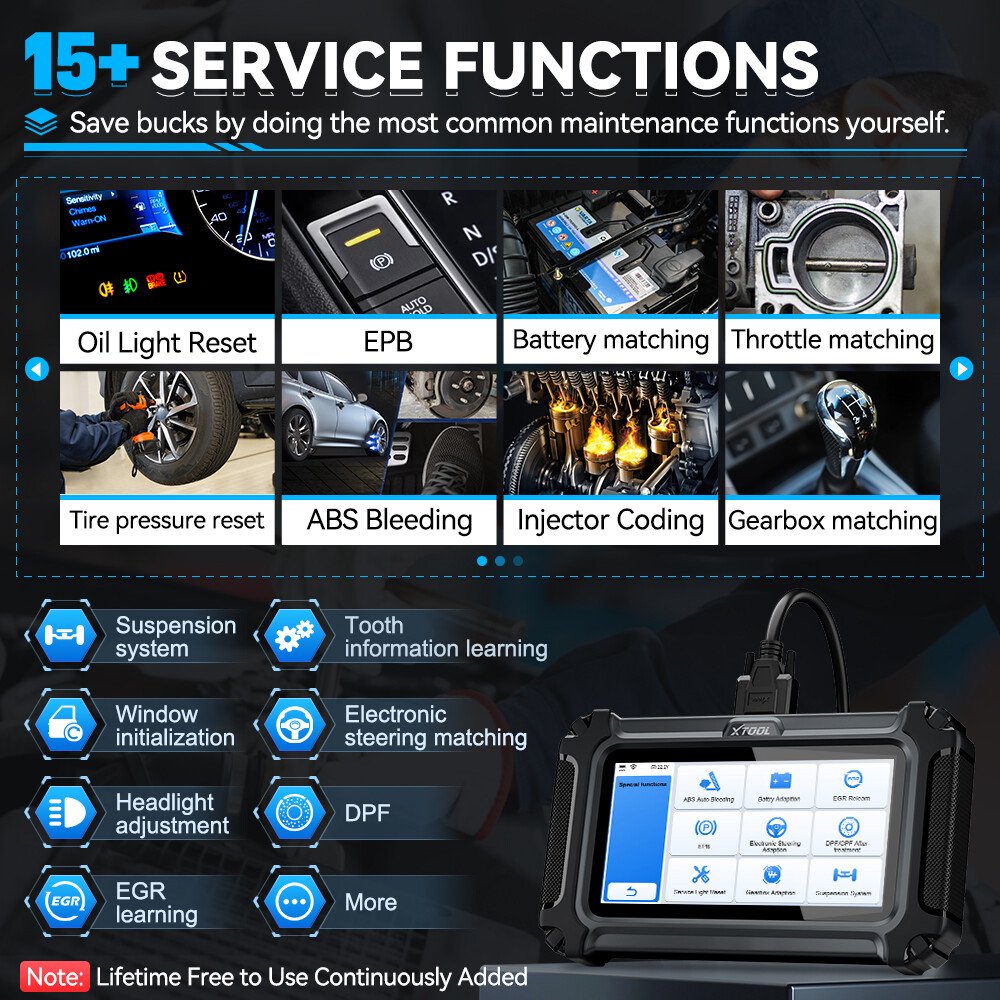 XTOOL D5S Check Engine OBD2 Scanner Transmission ABS SRS Code Reader Diagnostic