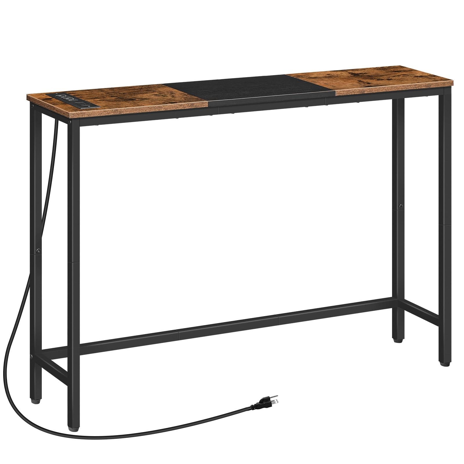 HOOBRO Narrow Console Table 44.9"L x 7.9"W x 29.9"H, Rustic Brown + Black